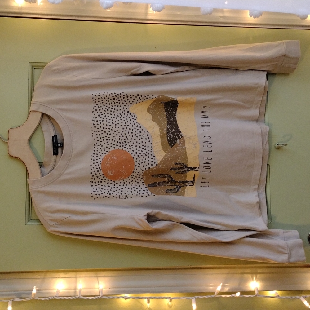 Women's Attitude Not Included sand long sleeve let love lead Medium t-shirt